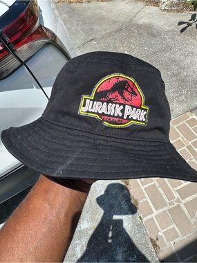 Universal Black Jurassic Park Bucket Hat with Red Logo